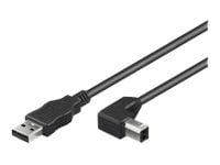 MicroConnect - USB-kabel - USB-type B (hann) til USB (hann) - USB 2.0 - 3 m - 90° kontakt