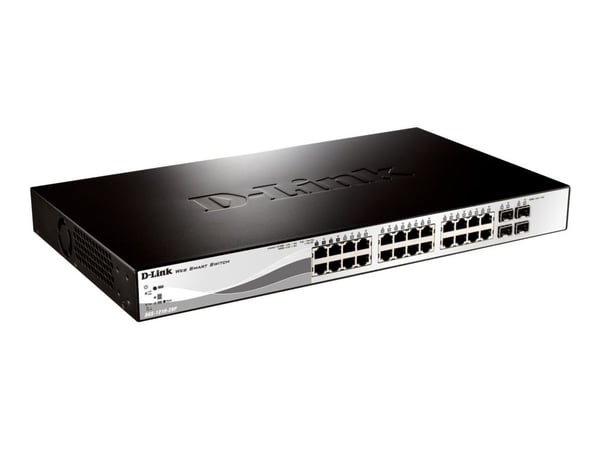 D-Link Web Smart DGS-1210-28P - Switch - Styrt - 24 x 10/100/1000 (PoE) + 4 x Gigabit SFP - stasjonær, rackmonterbar - PoE