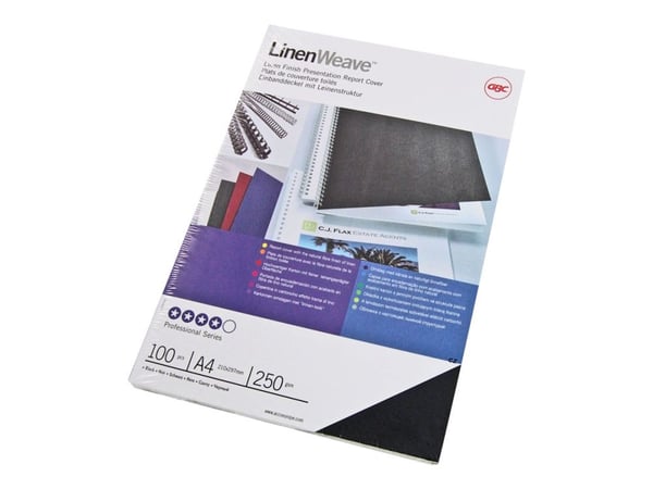 GBC LinenWeave - A4 (210 x 297 mm) - svart - 250 g/m² - 100 stk permomslag