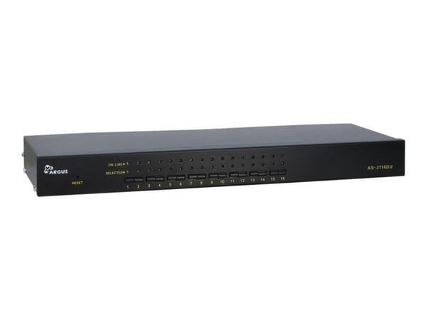 Argus KVM AS-3116DU - Omkopplare för tangentbord/video/mus - 16 x KVM port(s) - 1 lokal användare - rackmonterbar