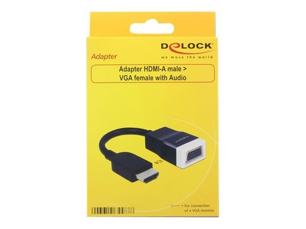 Delock Adapter HDMI-A male > VGA female with Audio - Videokonverter - HDMI - VGA - svart, hvit - løsvekt