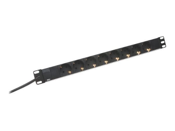 DIGITUS DN-95401 - pistorasiapistorasia (telineversio) - tulo: virta - lähtöliittimet: 8 (virta) - 19" - 2 m kaapeli - musta