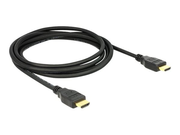 Delock - HDMI-kabel med Ethernet - HDMI hann til HDMI hann - 1 m - tredobbeltskjermet snodd ledningspar - svart - 4K-støtte