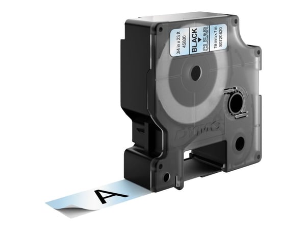 Labeltape DYMO® D1 sort på klar 19mm x 7m