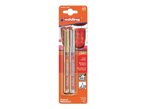 edding 780 paint - Markør - permanent - sølv, gull - fargeblekk - 0.8 mm (en pakke 2)