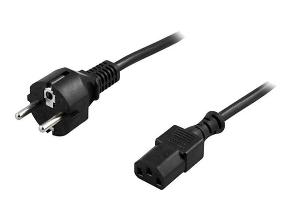 DELTACO DEL-109L - Johdinsarja - CEE 7/7 (han) lige til IEC 60320 C13 lige - AC 250 V - 10 A - 1 m - lajitelma