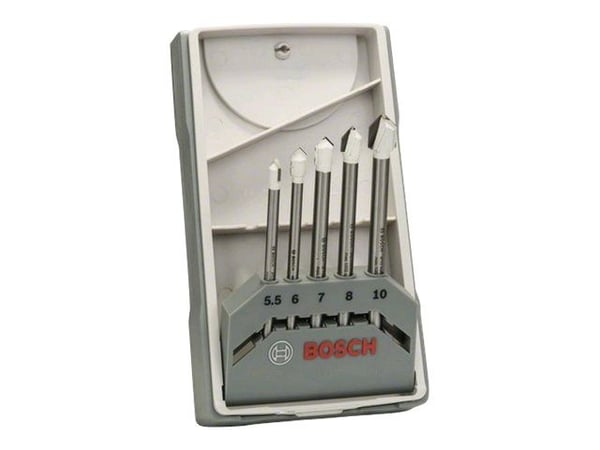 Bosch CYL-9 - Borsett - for glass, flis, keramisk, porselen - 5 deler - 6 mm, 7 mm, 8 mm, 10 mm, 5.5 mm - lengde: 90 mm, 70 mm, 80 mm