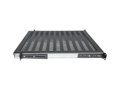 Intellinet 19" Sliding Shelf, 1U, For 600 to 800mm Depth Cabinets & Racks, shelf depth 350mm, Black - Rack-hylle - svart, RAL 9005 - 1U - 19"