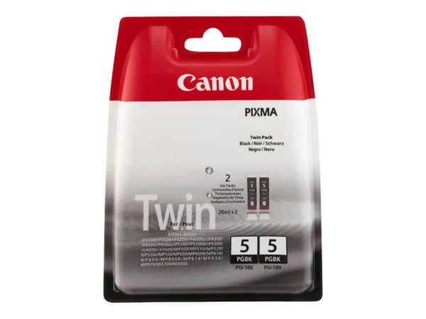 Canon PGI-5 Black Twin Pack - 2-pack - svart - original - blekkbeholder - for PIXMA iP3500, iP4500, iP5300, MP510, MP520, MP610, MP810, MP960, MP97...