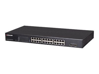 Intellinet 24-Port Gigabit Ethernet PoE+ Web-Managed Switch with 2 SFP Ports, 24 x PoE ports, IEEE 802.3at/af Power over Ethernet (PoE+/PoE), 2 x S...