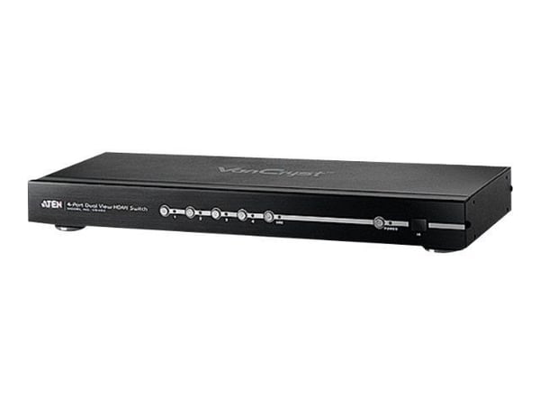 ATEN VanCryst VS482 4-Port Dual View HDMI Switch - Video-/ljudomkopplare - skrivbordsmodell, rackmonterbar