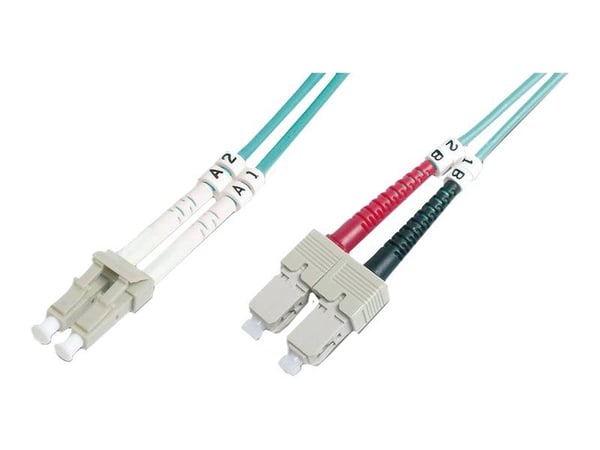 DIGITUS Professional - Koblingskabel - SC flermodus (hann) til LC multimodus (hann) - 2 m - fiberoptisk - dupleks - 50 / 125 mikroner - OM4 - halog...