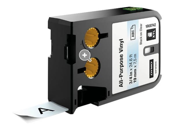 DYMO XTL All-Purpose - Vinyl - sort på klart - Rulle (1,9 cm x 7 m) 1 rulle(r) etiketteri - XTL 300, 500 -laitteille