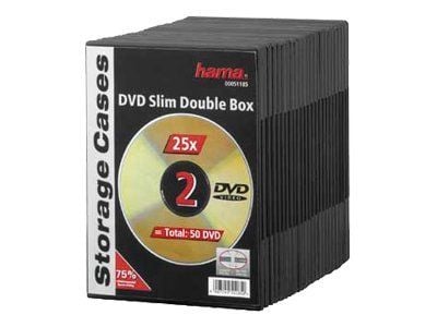 Hama DVD Slim Double-Box - Lagrings-DVD smal jewel case - kapasitet: 2 DVD - svart (en pakke 25)