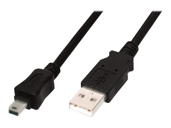 ASSMANN - USB-kabel - mini-USB type B (hann) til USB (hann) - USB 2.0 - 3 m - formstøpt - svart
