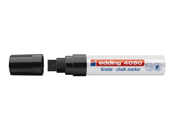 edding 4090 chalk - Markør - for glass, speil, krittbrett - svart, rød, blå, fluorescerende lysegrønn (fluorescent light green) - vannbasert flyten...