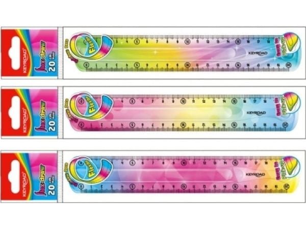 PBS Connect Rainbow fleksibel linjal 20cm Keyroad p24 mix pris for 1 stk