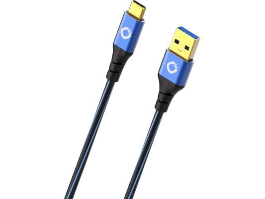 OEHLBACH Plus C3, 3 m, USB A, USB C, USB 3.2 Gen 1 (3.1 Gen 1), Svart, Blå