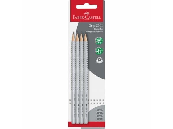 Faber-Castell GRIP 2001 - Blyant - grafitt - 2B, B, H, HB (en pakke 4)