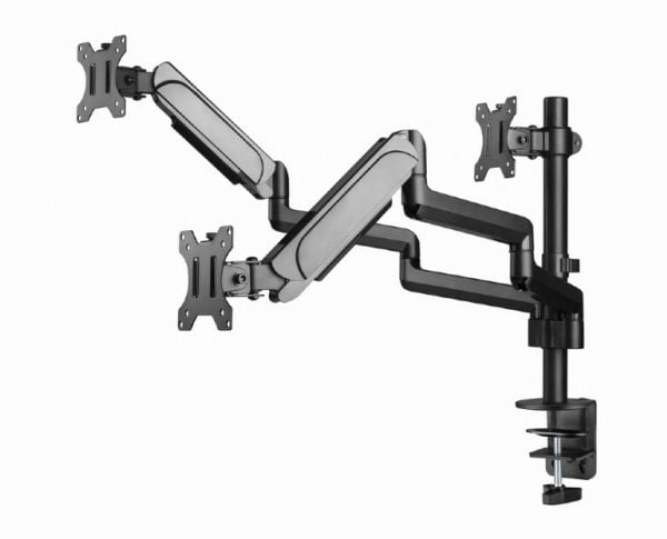 Gembird MA-DA3-01 - Monteringssett (justerbar monitorarm) - full bevegelse - for 3 skjermer - aluminium, stål, plastikk - svart - skjermstørrelse: ...