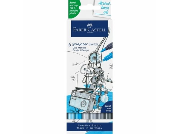 Faber-Castell 164806, 6 kpl, Monivärinen, Ohut pää, Monivärinen, Kierrätetty muovi, Nuoruus