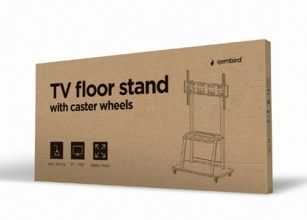 Gembird TVS-100F-01 - Vogn - for TV - stål - svart - skjermstørrelse: 37"-100"