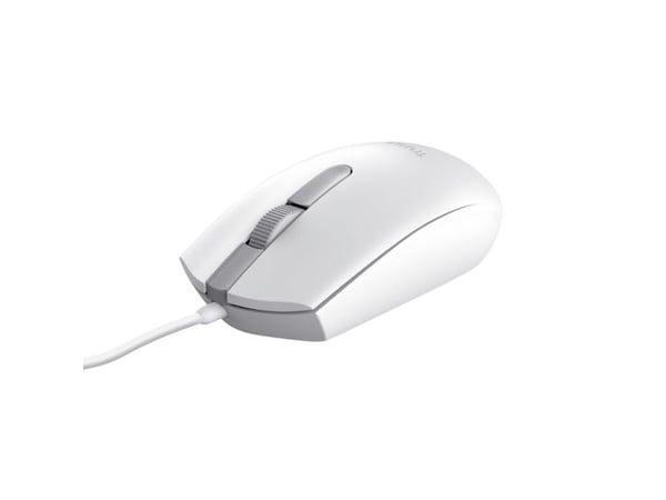 Trust TM-101W - Mus - høyre- og venstrehåndet - optisk - 3 knapper - kablet - USB - hvit