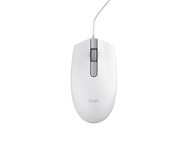 Trust TM-101W - Mus - høyre- og venstrehåndet - optisk - 3 knapper - kablet - USB - hvit