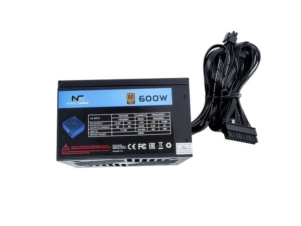 Nordic Gaming NGP-1174, 600 W, 115 - 230 V, 50/60 hz, 8 A, 42,8 A, 9 A