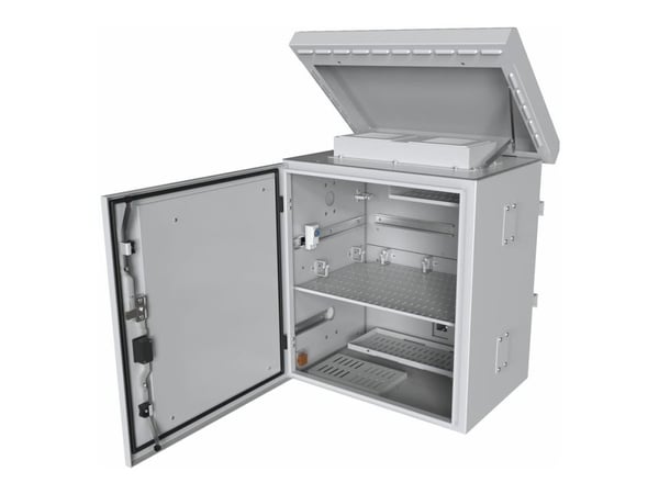 Lanview by Logon - Camera surveillance cabinet - maxi classic, for 4 cameras - med 2 kylfläktar, termostat - stångmontering - vit, RAL 7035