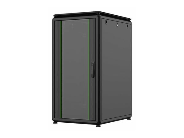 Lanview RDL22U68BL, Itseseisova teline, 22U, 2000 kg, Näppäinlukko, Kotelon kiskot, Säädettävät jalat