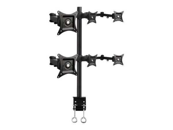 ART L-06 - Monteringssett (stang, monteringsadapter for dobbelt skrivebordsklemme, 6 VESA adapters, 6 leddarmer) - for 6 LCD-skjermer - aluminium, ...