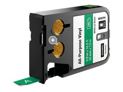 DYMO XTL All-Purpose - Vinyl - hvitt på grønt - Rull (1,2 cm x 7,5 m) 1 rull(er) merkelapper - for XTL 300, 500