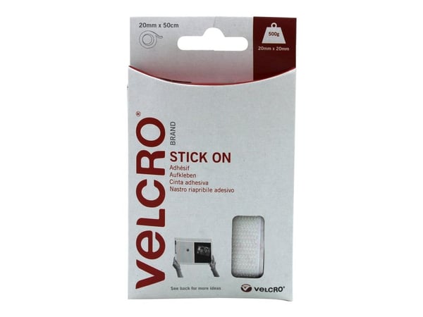 Velcro VEL-EC60224, Valkoinen, 20 mm, 0,5 m, 1 kpl
