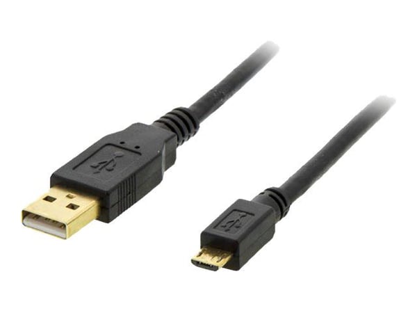 DELTACO - USB-kaapeli - Micro-USB tyyppi B (uros) - USB (uros) - 2 m - musta