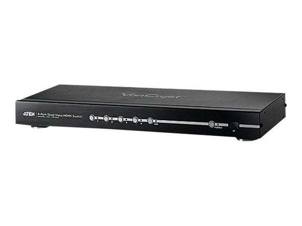 ATEN VanCryst VS482 4-Port Dual View HDMI Switch - Video-/ljudomkopplare - skrivbordsmodell, rackmonterbar