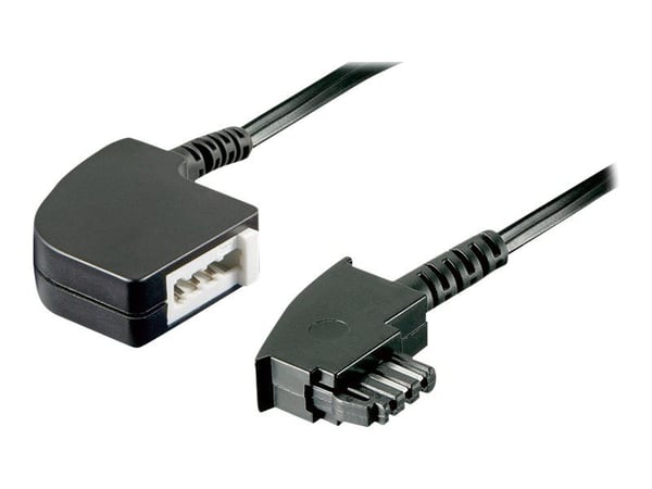 goobay - Telefonforlengelseskabel - TAE-F (hunn) til TAE-F (hann) - 15 m - vinklet - svart