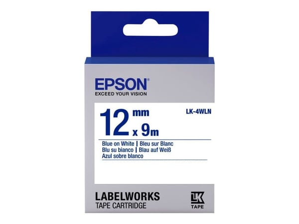 Epson LabelWorks LK-4WLN - Blått på hvitt - Rull (1,2 cm x 9 m) 1 kassett(er) merketape - for LabelWorks LW-1000, 300, 400, 600, 700, 900, K400, Z5...