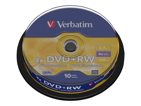 Verbatim - 10 x DVD+RW - 4.7 GB (120 min) 4x - matt sølv - spindel