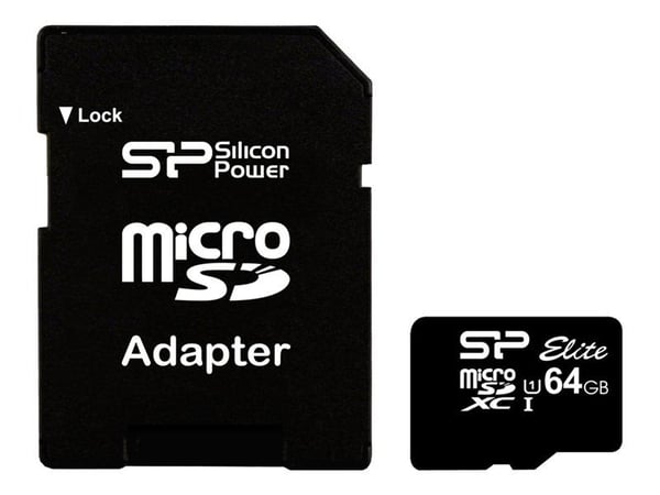 SILICON POWER Elite - Flashminnekort (microSDXC til SD-adapter inkludert) - 64 GB - Class 10 - microSDXC UHS-I