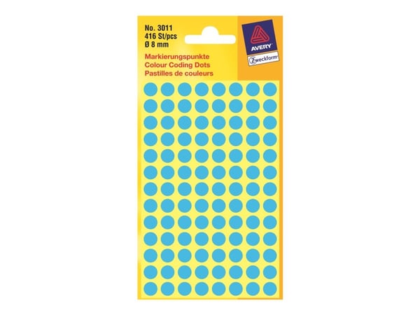 Avery Zweckform - Selvklebende - blå - 8 mm rund 416 etikett(er) (4 ark x 104 runde etiketter)