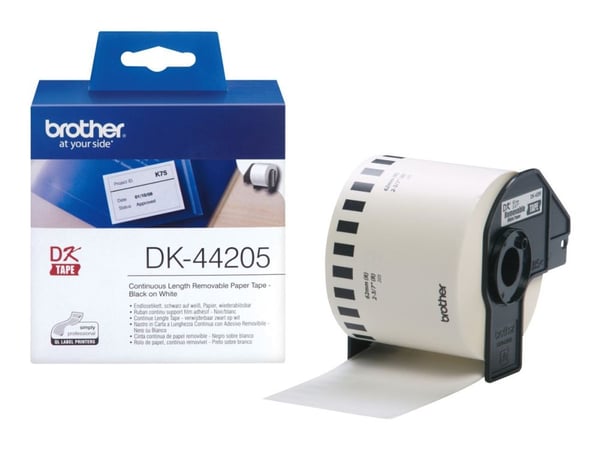 Brother DK44205 - Fjernbart adhesiv - hvit - Rull (6,2 cm x 30,5 m) 1 rull(er) merkelapper - for Brother QL-1050, QL-500, QL-550, QL-560, QL-570, Q...