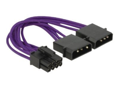 Delock - Strømadapter - 4-pin intern strøm (hann) til 8-pins PCIe-strøm (hann) - 15 cm - purpur