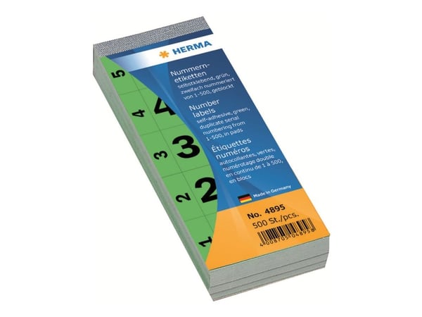 HERMA - Dekorationsbindemedel - nummer 1-500 - 2.8 x 5.6 cm - 100 ark - grön - papper