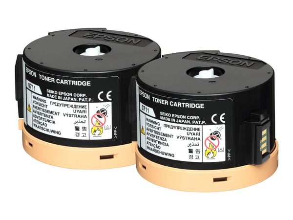 Epson 0711 - 2-pack - høykapasitets - svart - original - tonerpatron Epson Return Program - for WorkForce AL-M200DN, AL-M200DN Double pack bundle E...