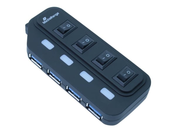 MediaRange MRCS504 - Hubb - 4 x SuperSpeed USB 3.0 - skrivbordsmodell