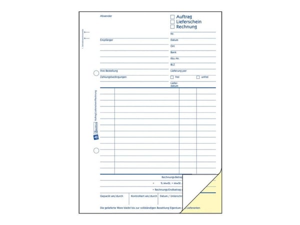 Avery Zweckform - Skjema for ordre/frakt/faktura - 40 ark - A5 (148 x 210 mm) - dublett - karbonfri