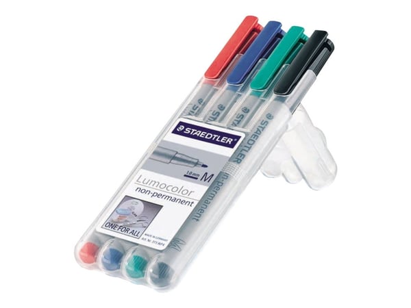 Universalpen Staedtler Lumocolor 315 WP4 medium vandbaserede med 4 stk. ass. farver