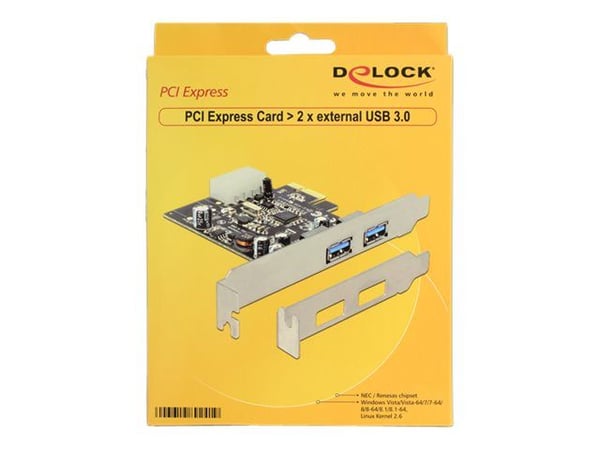 Delock PCI Express card > 2x USB 3.0 - USB-adapter - PCI Express x1 - USB 3.0 x 2