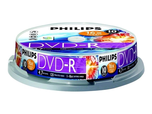 Philips DM4S6B10F - 10 x DVD-R - 4.7 GB (120 min) 16x - spindel